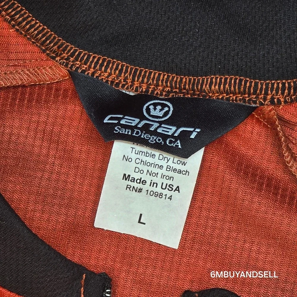 Canari Mens Cycling Jersey Large Orange Black 1/4 Zip Mesh Panels Made‎ in USA